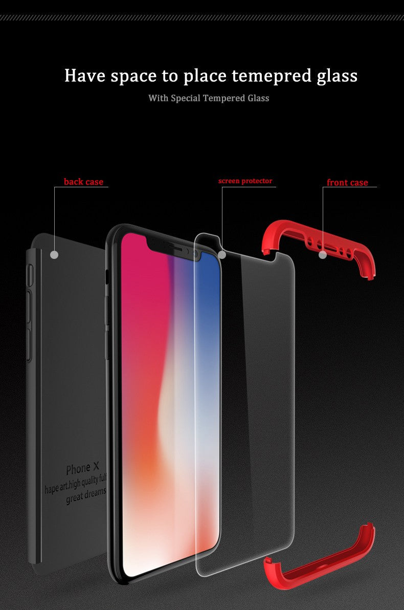 FCK® Apple iPhone X XS 3-in-1 360 Series PC Case Dual-Colour Finish Ultra-thin Slim Front Case Back Cover