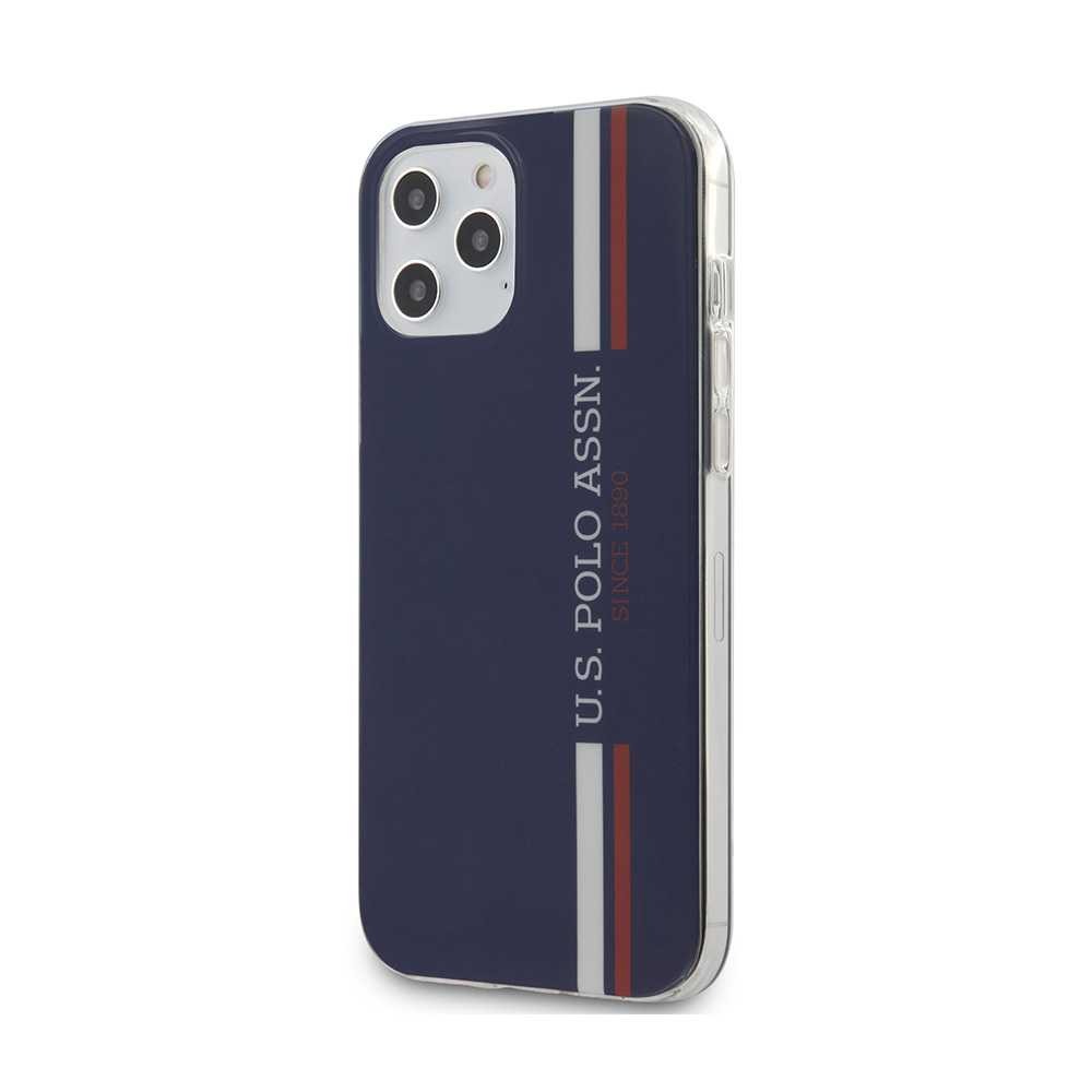 US Polo Assn ® Apple iPhone 12 / 12 Pro Tricolor Vertical Stripes Back Cover Case