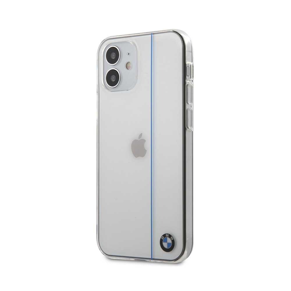 BMW ® iPhone 12 MINI (5.4)  Shiny Hard Case Blue Vertical Line