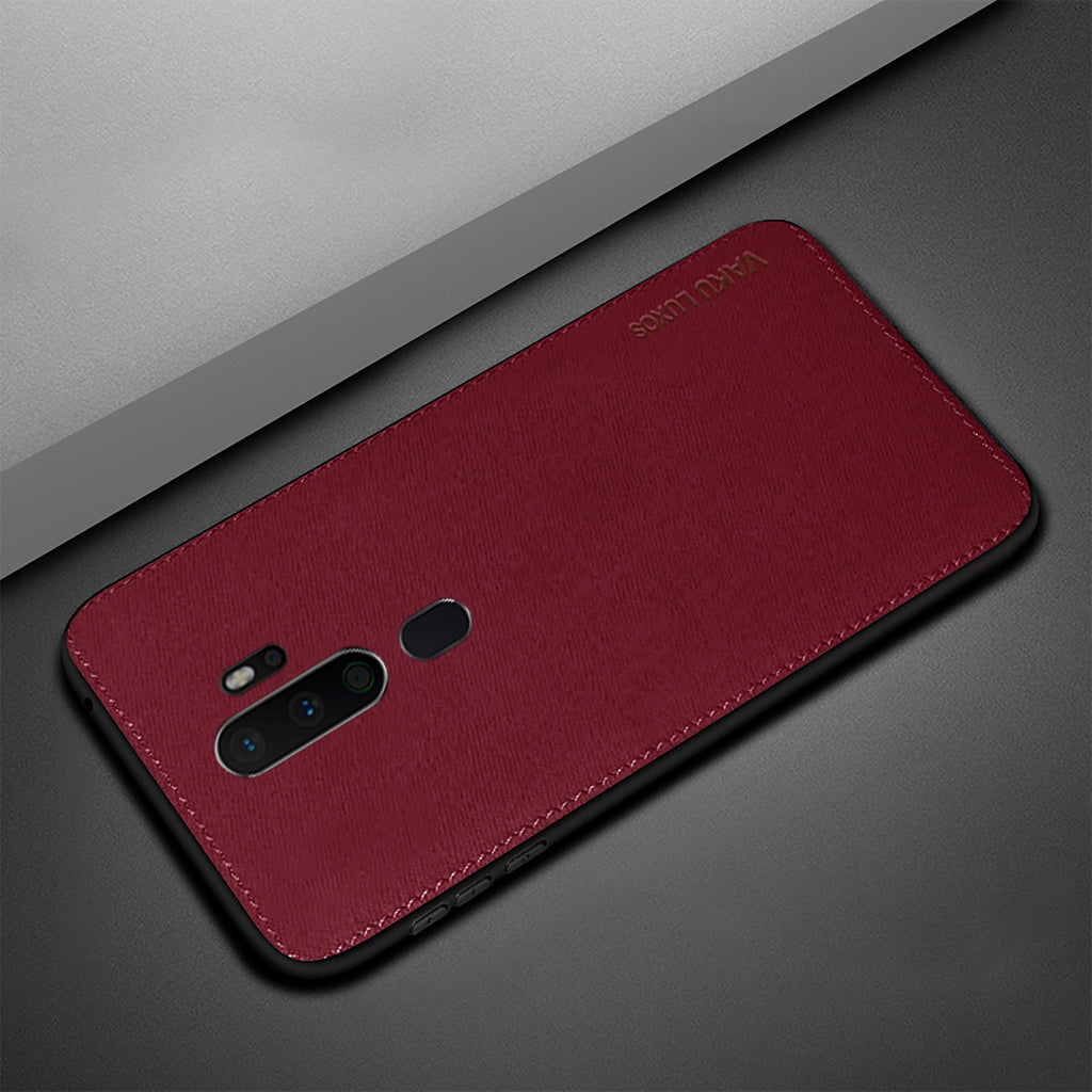Vaku ® Oppo A9 2020 Luxico Series Hand-Stitched Cotton Textile Ultra Soft-Feel Shock-proof Water-proof Back Cover
