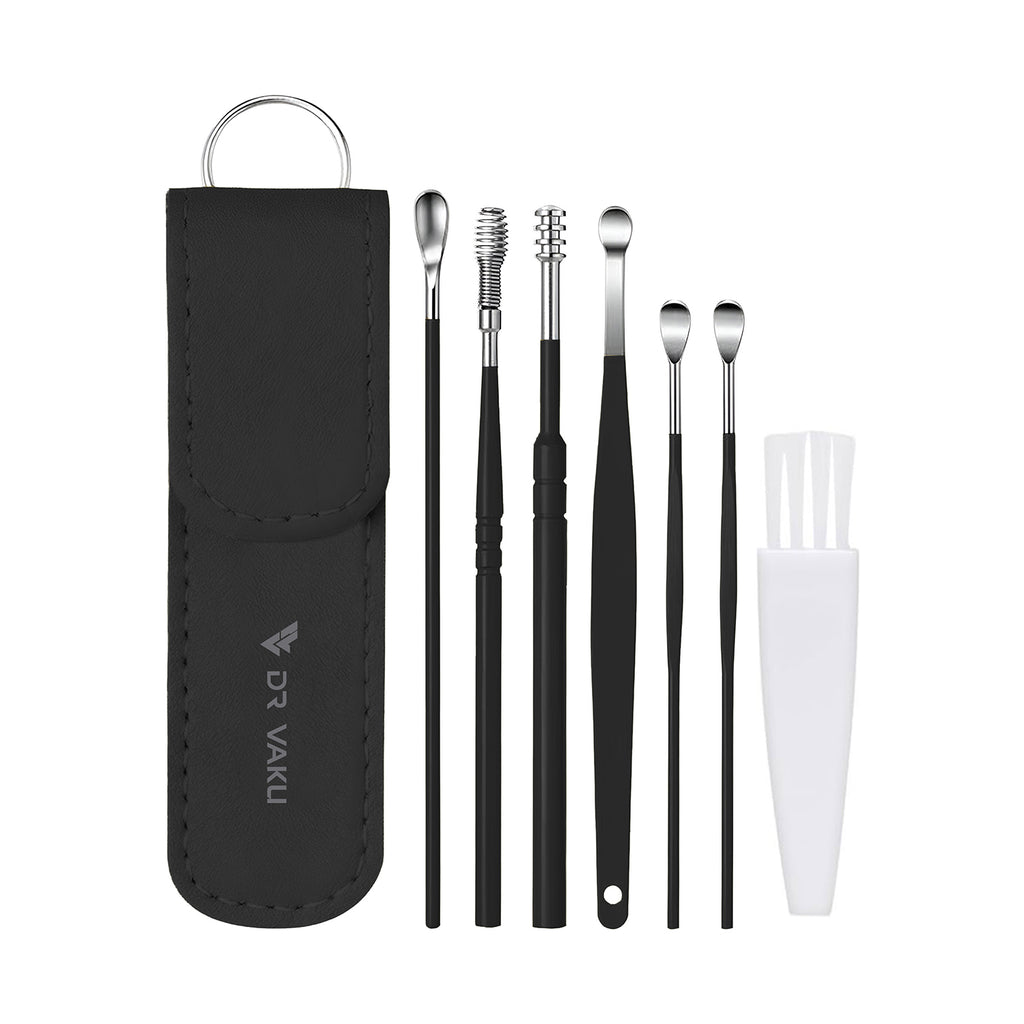 Dr Vaku ® Reusable EarWax Removal Cleaning Tool Kit (Set of 7) Stainless Steel With Storage Case