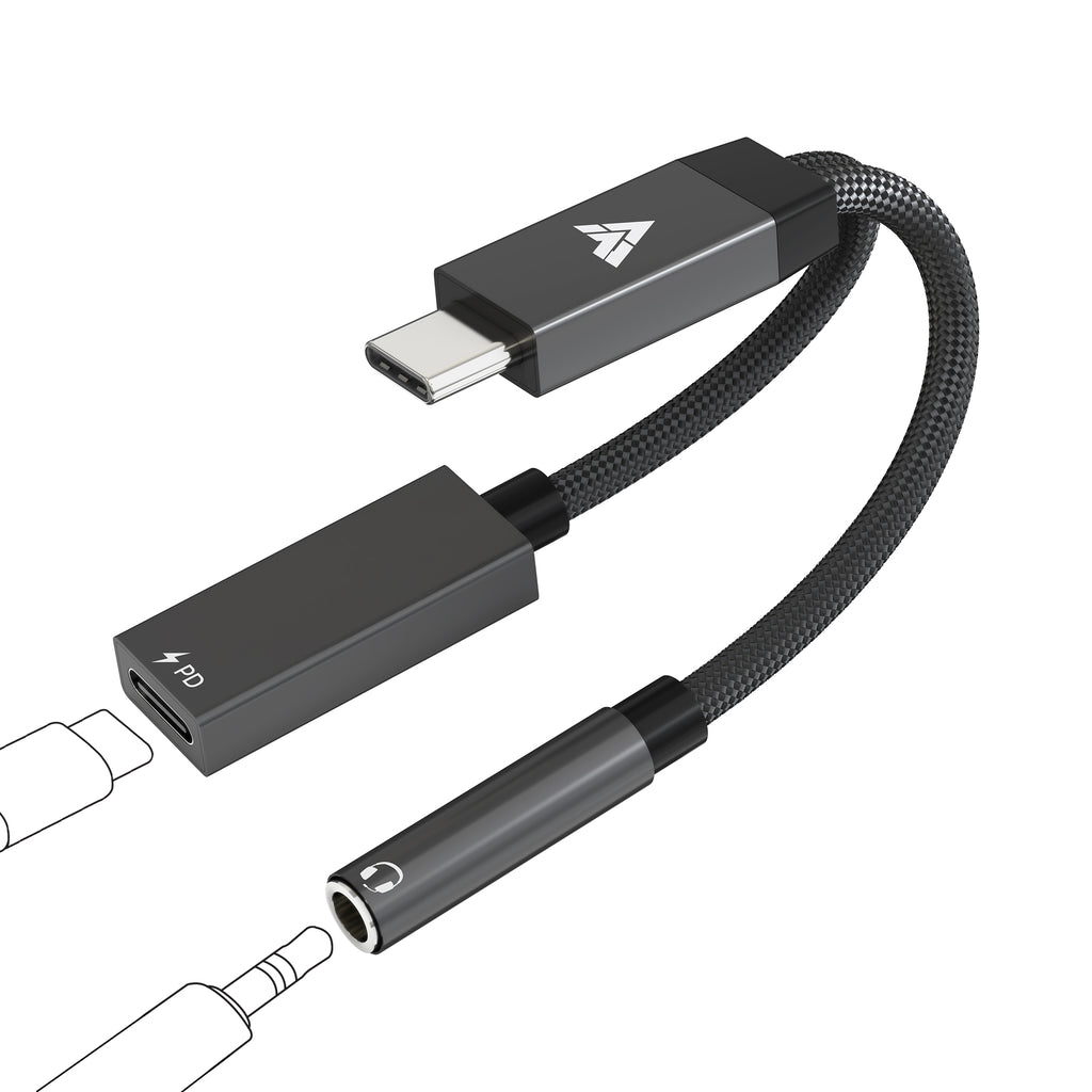 Vaku Luxos ® PROCODER Type-C to Type-C + 3.5mm DAC Audio Converter | Aux Splitter Cable