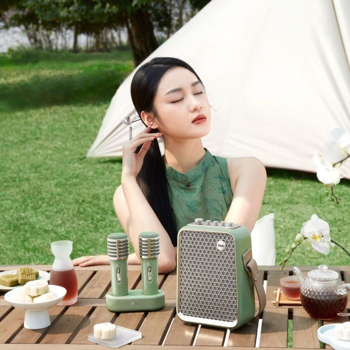 Divoom ® Songbird-HQ Portable Karaoke Bluetooth Speaker with Dual Wireless Microphones