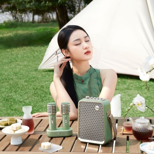 Divoom® Songbird-HQ Portable Karaoke Bluetooth Speaker with Dual Wireless Microphones
