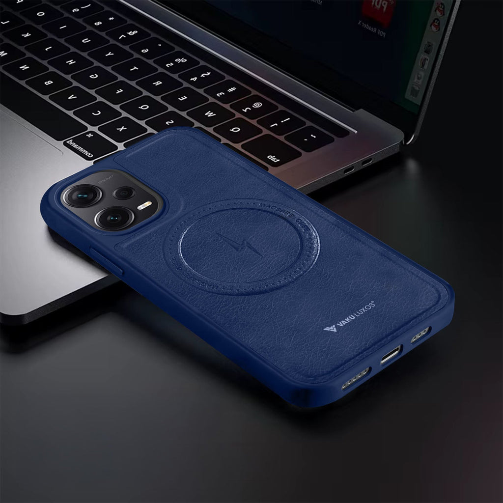 Vaku ® Xiaomi Redmi Note 12 Pro Maxtron Leather Stitched Magnetic Magsafe Back Cover