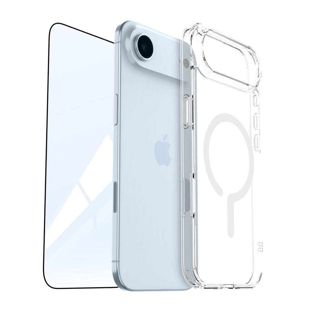 Vaku Luxos ® 2in1 Combo Apple iPhone 17 Air Glassy MagPro Clear TPU Shockproof Case with Dust Filter Tempered Glass