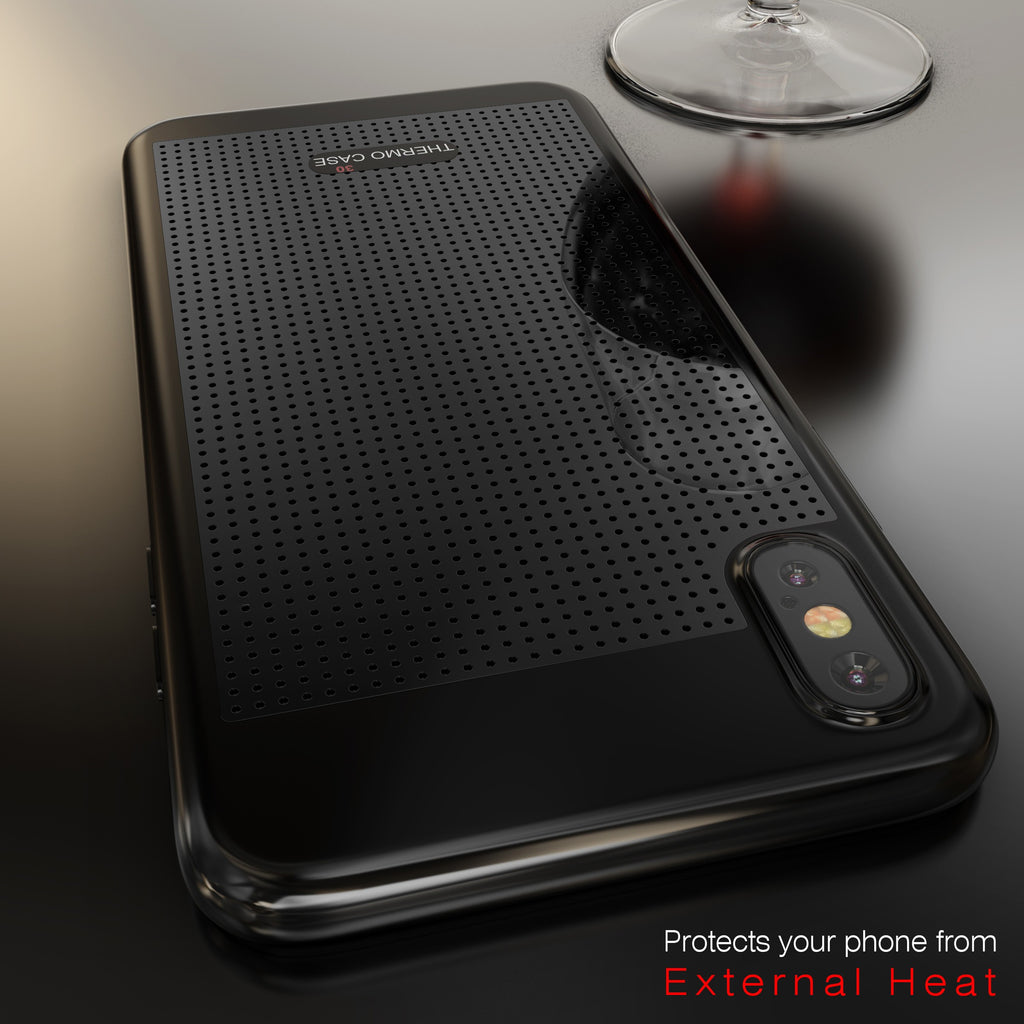 Vaku ® Apple iPhone X / XS Temperature Display Case + Ultra Thin Breathable Cooling Mesh Back Cover
