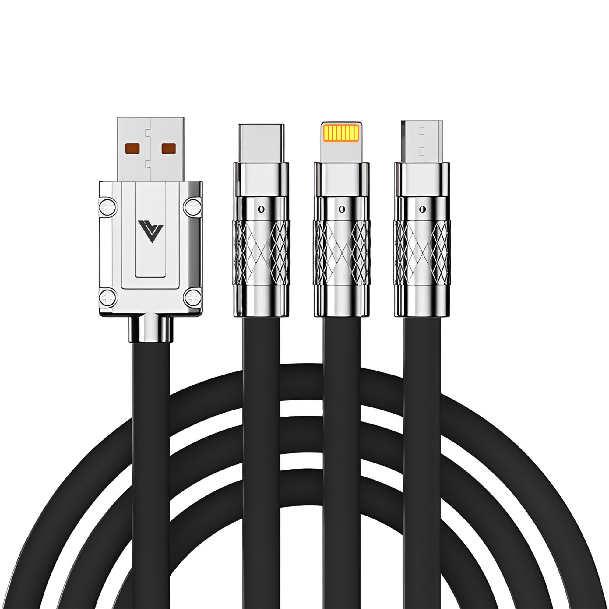 Vaku Luxos ® 3-in-1 Fast Charging Data Sync Cable 120W Durable Silicon