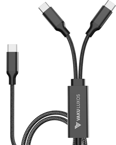 Vaku Luxos ® DUOSTREAM 140W Nylon Braided Type-C to Dual Type-C 1.5M Data Cable
