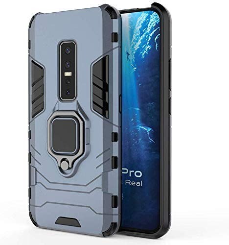 Vaku ® Vivo V17 Pro Falcon Metal Ring Grip Kickstand Shockproof Hard Bumper Dual Layer Rugged Case Cover