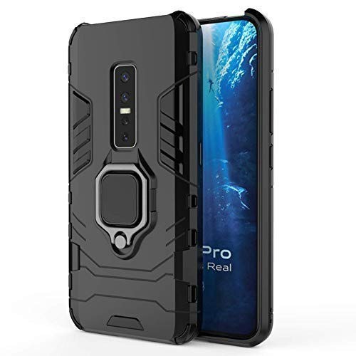 Vaku ® Vivo V17 Pro Falcon Metal Ring Grip Kickstand Shockproof Hard Bumper Dual Layer Rugged Case Cover