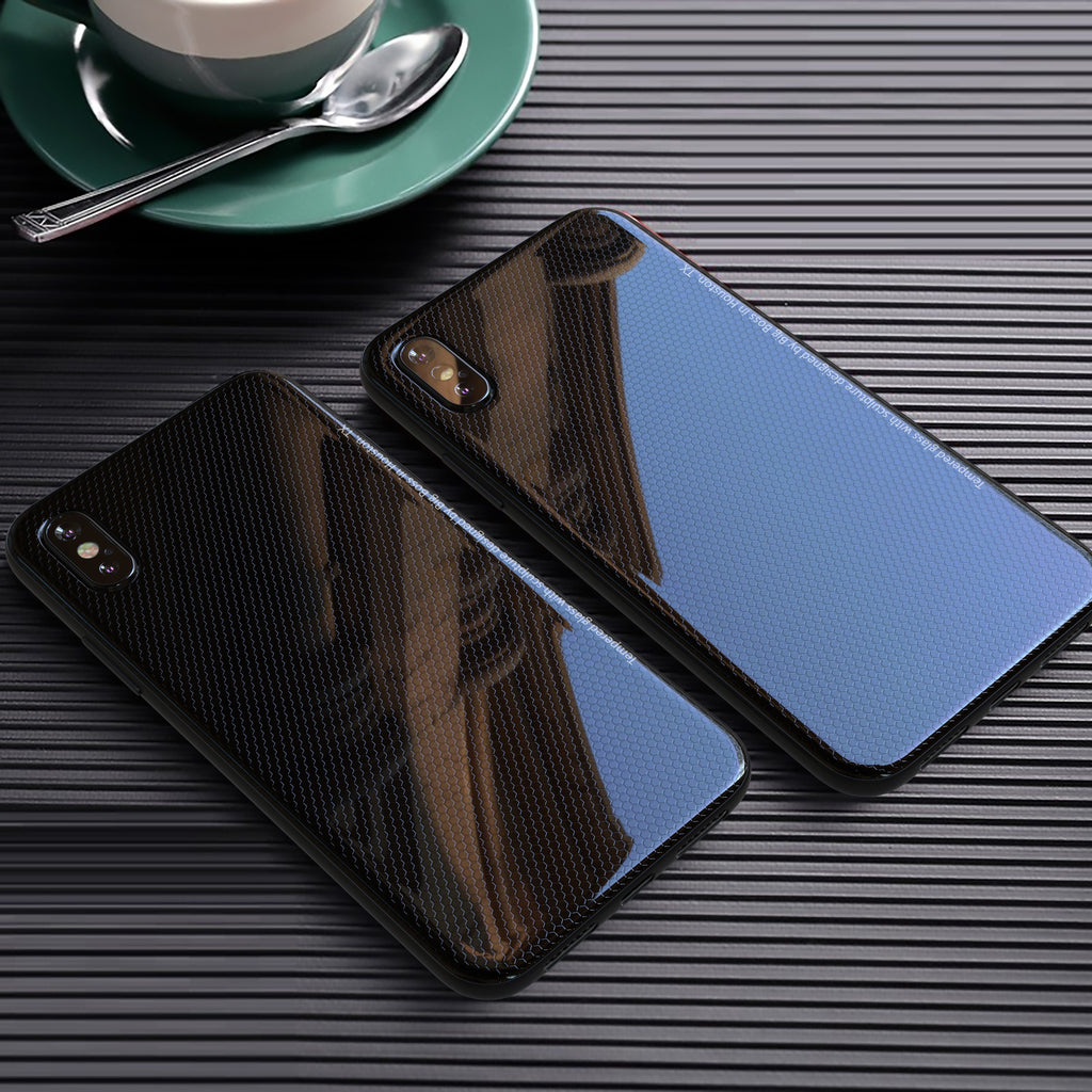VAKU ® Apple iPhone X / XS Diamond Series Reflective 0.3mm 9H Hardness Embedded Tempered Back Cover