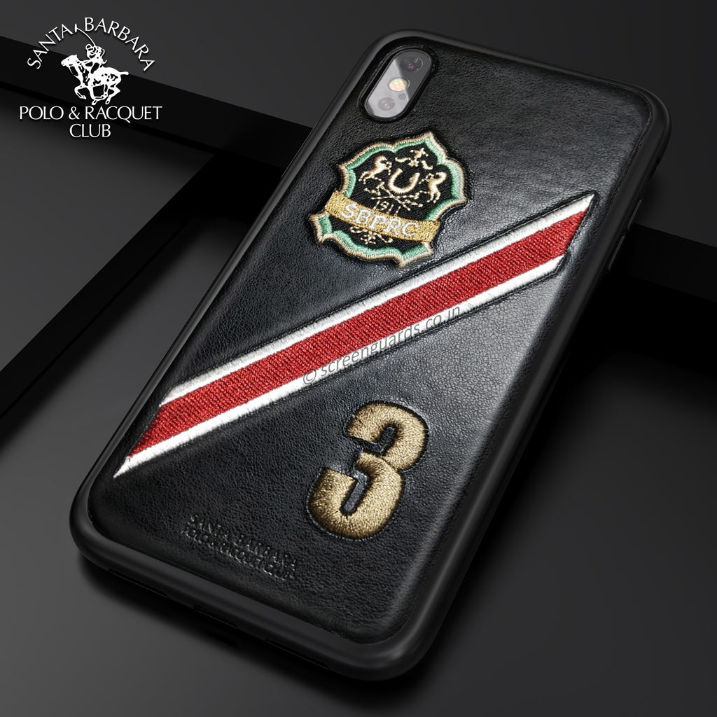Santa Barbara Polo Club ® Apple iPhone XS Max Third Series 3D Embroidered Design Leather Back Cover