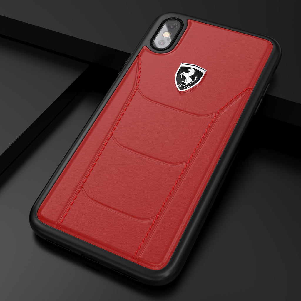 Ferrari ® Apple iPhone XS Max Official 488 GTB Logo Double Stitched Dual-Material Leather Back Cover