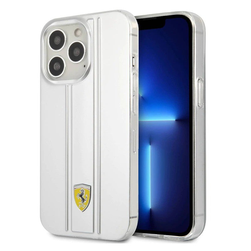 Ferrari ® Apple iPhone 13 Pro On Track 3D Stripes Transparent PC/TPU Hard Back Cover