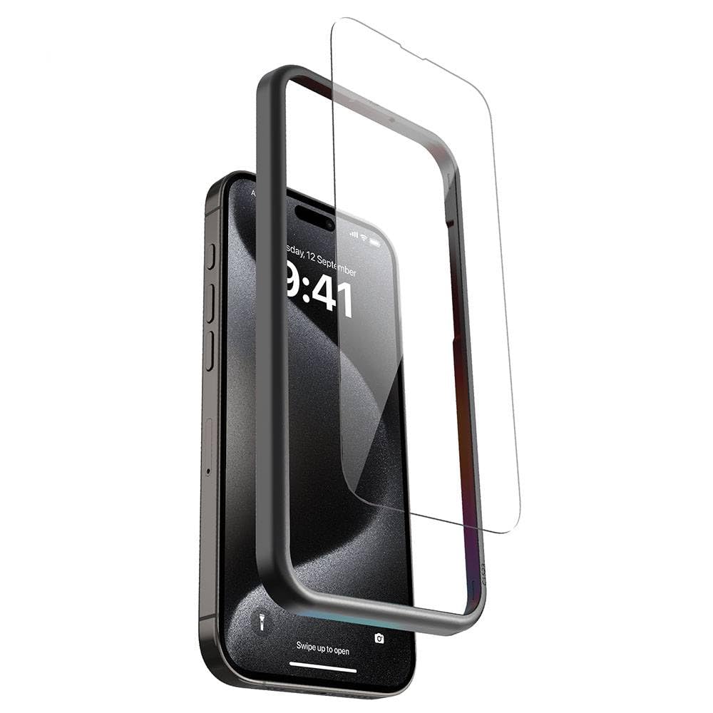 Vaku Luxos ® Apple iPhone 15 Pro Max 9H Tempered Glass Screen Protector with Applicator Kit