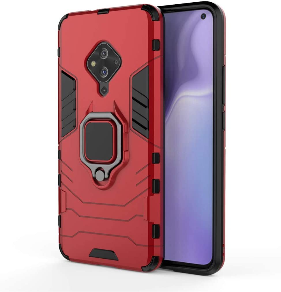 Vaku ® Vivo S1 Pro Falcon Metal Ring Grip Kickstand Shockproof Hard Bumper Dual Layer Rugged Case Cover