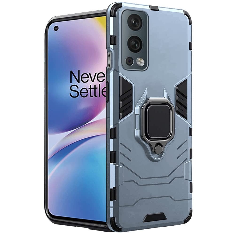 Vaku ® Oneplus Nord 2 Falcon Metal Ring Grip Kickstand Shockproof Hard Bumper Dual Layer Rugged Case Cover