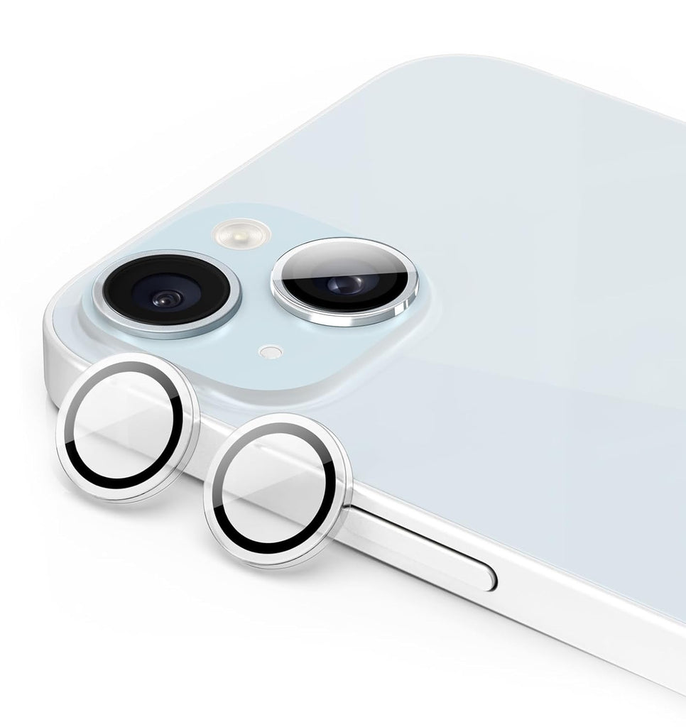 Vaku ® Apple iPhone 15 Plus Metal Camera Lens Protector Anti Scratch HD Clear Case Friendly Tempered Glass Camera Cover-Transparent