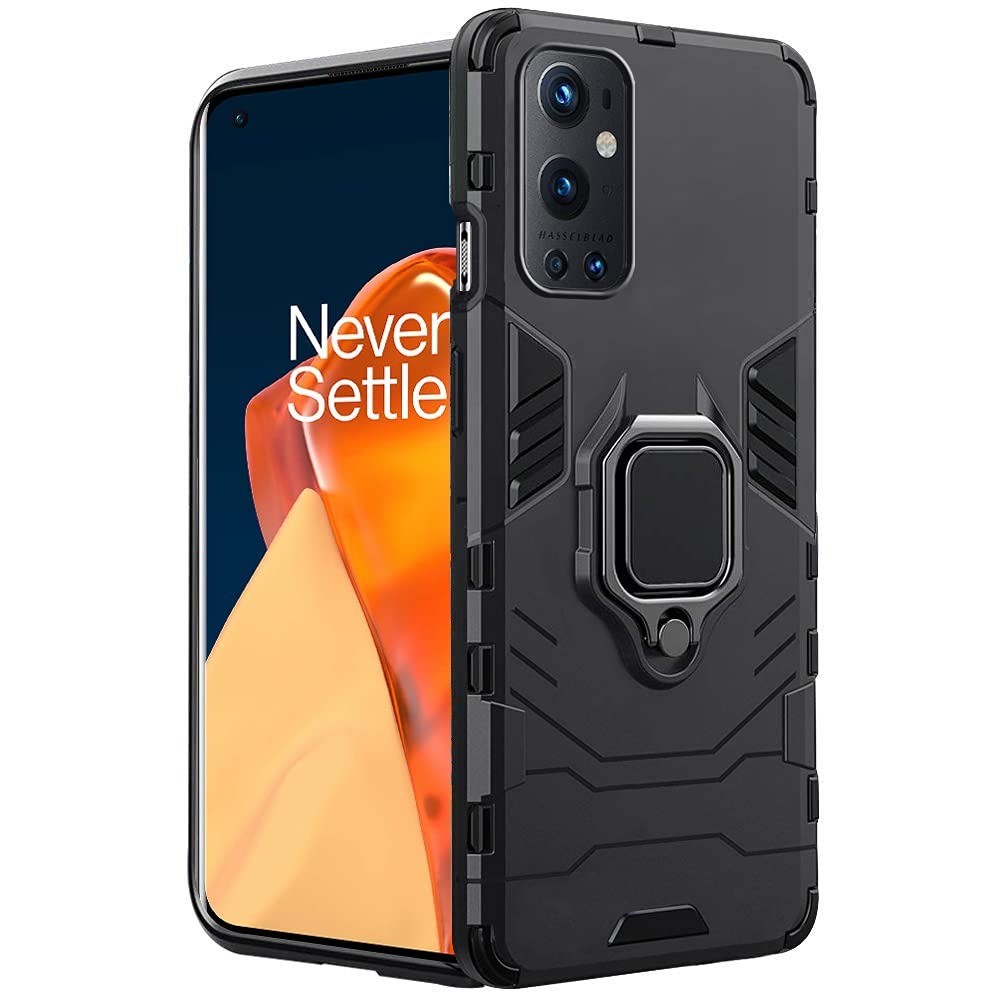 Vaku ® Oneplus 9 Pro Falcon Metal Ring Grip Kickstand Shockproof Hard Bumper Dual Layer Rugged Case Cover