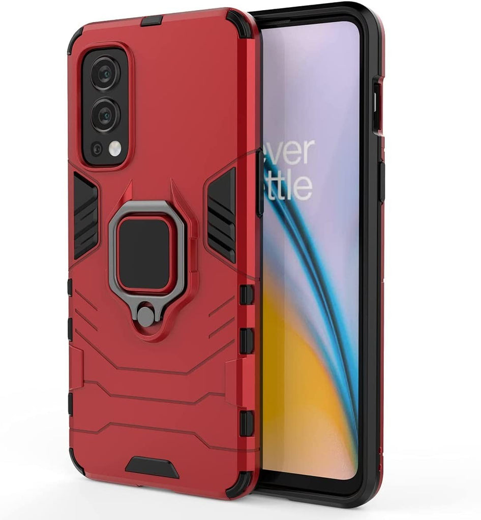 Vaku ® Oneplus Nord 2 Falcon Metal Ring Grip Kickstand Shockproof Hard Bumper Dual Layer Rugged Case Cover