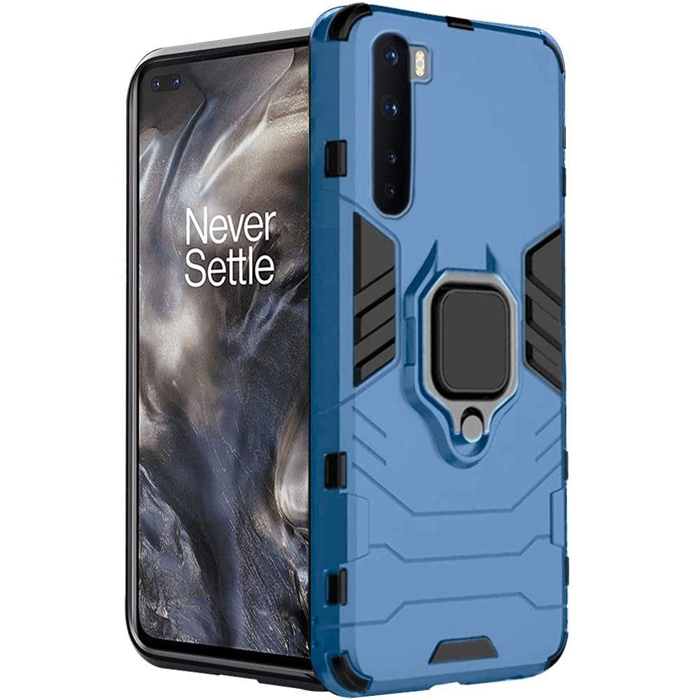 Vaku ® Oneplus Nord Falcon Metal Ring Grip Kickstand Shockproof Hard Bumper Dual Layer Rugged Case Cover