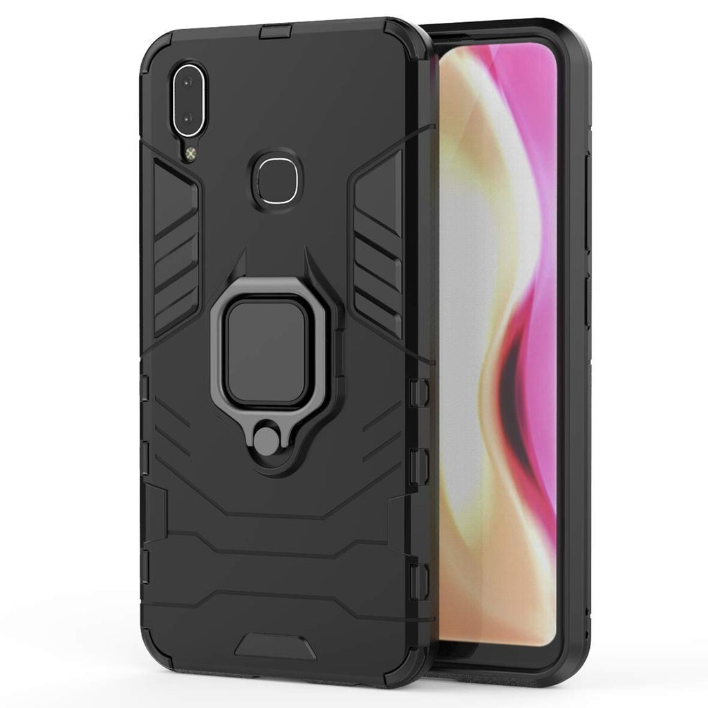 Vaku ® Vivo V11 Falcon Metal Ring Grip Kickstand Shockproof Hard Bumper Dual Layer Rugged Case Cover