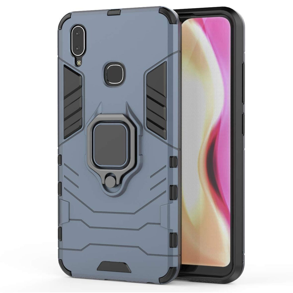 Vaku ® Vivo V11 Falcon Metal Ring Grip Kickstand Shockproof Hard Bumper Dual Layer Rugged Case Cover