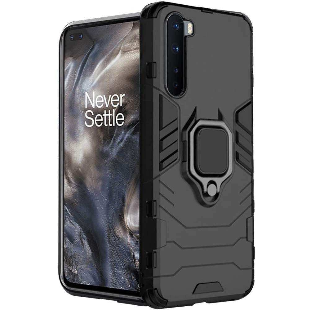Vaku ® Oneplus Nord Falcon Metal Ring Grip Kickstand Shockproof Hard Bumper Dual Layer Rugged Case Cover