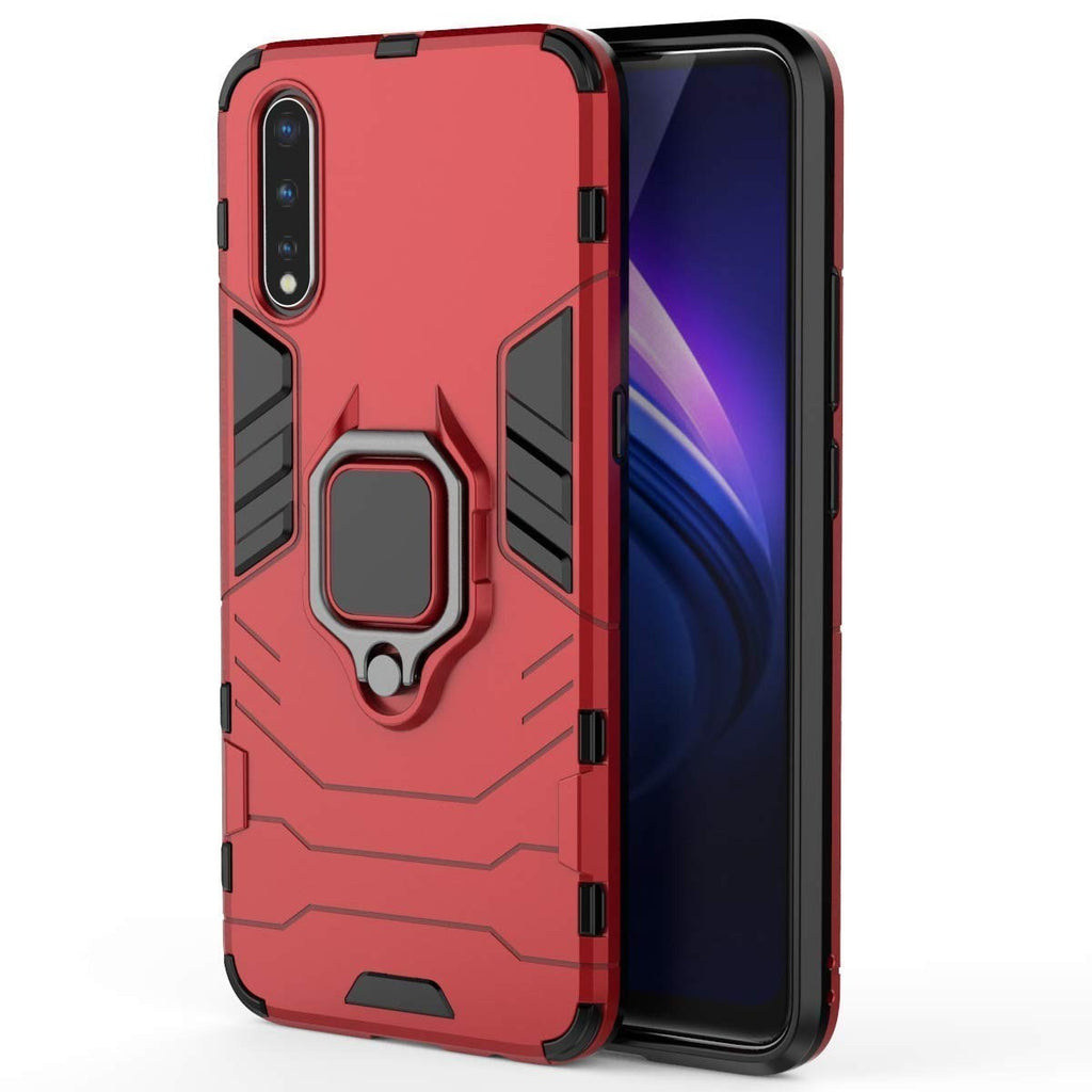 Vaku ® Vivo S1 Falcon Metal Ring Grip Kickstand Shockproof Hard Bumper Dual Layer Rugged Case Cover