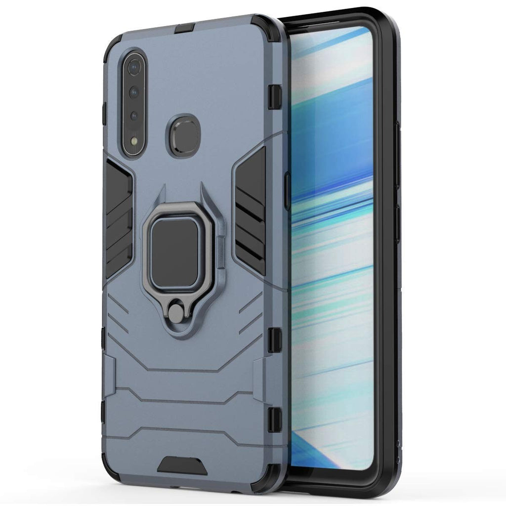 Vaku ® Vivo Z1 Pro Falcon Metal Ring Grip Kickstand Shockproof Hard Bumper Dual Layer Rugged Case Cover
