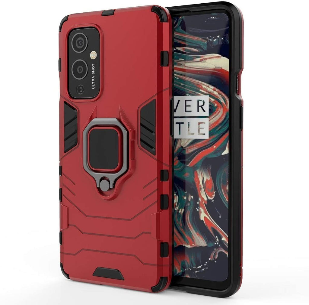 Vaku ® OnePlus 9 Falcon Metal Ring Grip Kickstand Shockproof Hard Bumper Dual Layer Rugged Case Cover