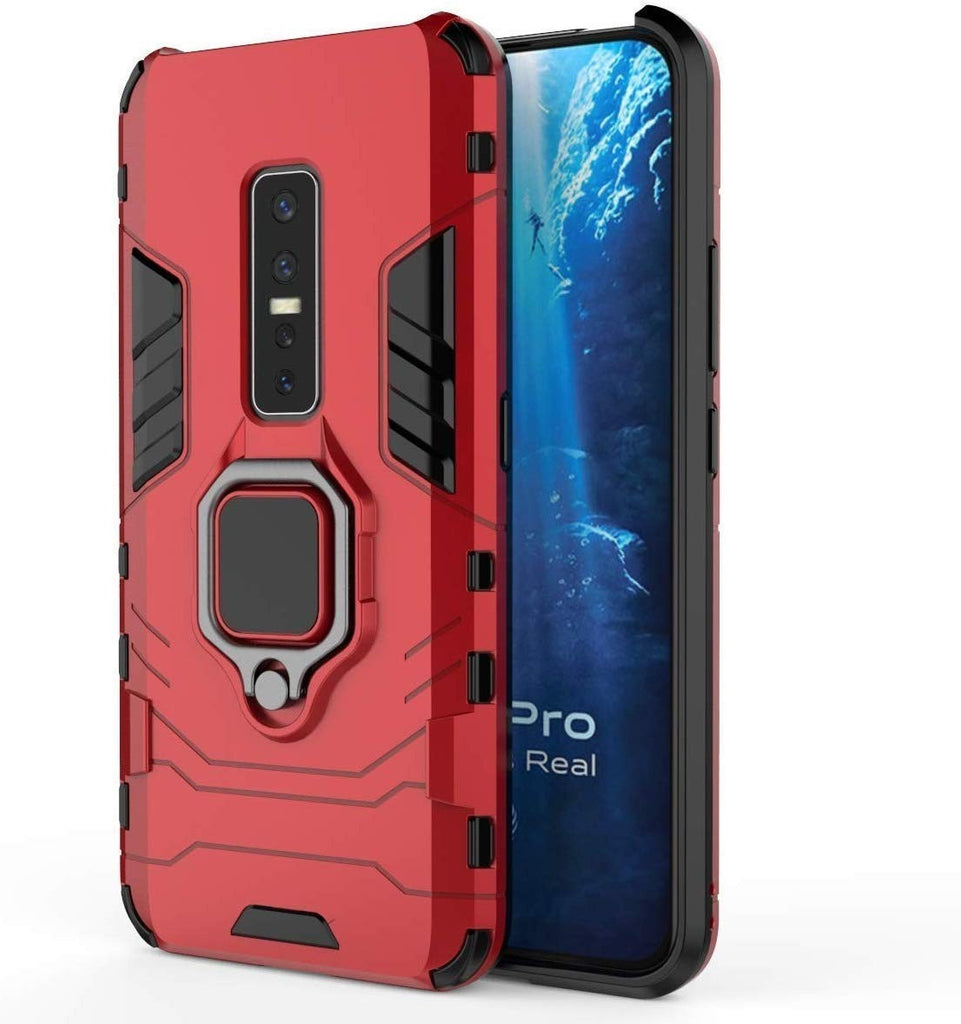 Vaku ® Vivo V17 Pro Falcon Metal Ring Grip Kickstand Shockproof Hard Bumper Dual Layer Rugged Case Cover