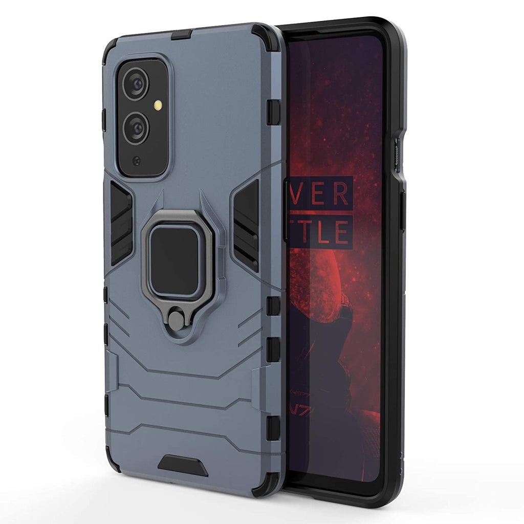 Vaku ® OnePlus 9 Falcon Metal Ring Grip Kickstand Shockproof Hard Bumper Dual Layer Rugged Case Cover