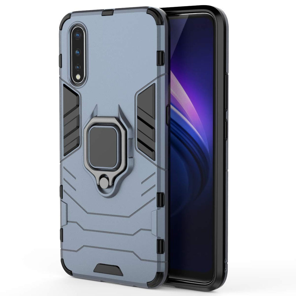 Vaku ® Vivo S1 Falcon Metal Ring Grip Kickstand Shockproof Hard Bumper Dual Layer Rugged Case Cover