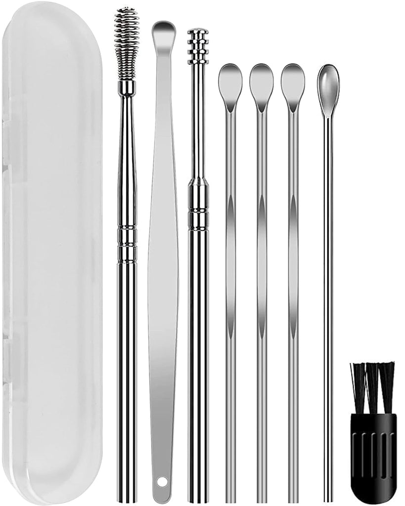 Dr Vaku ® Reusable Ear Wax Removal Cleaning Tool Kit (Set of 8) Stainless Steel With Storage Box
