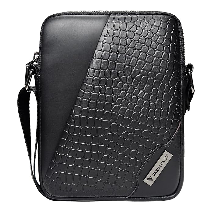 Vaku Luxos® NOIR GATOR Mini Sling Bag for Men Women Slim Crossbody Office  Messenger Shoulder Sling Bag with Adjustable Strap Suitable for College,