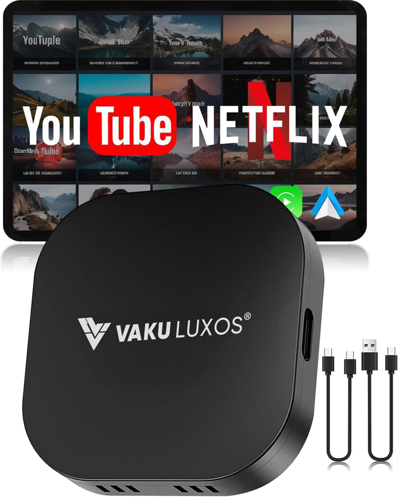 Vaku Luxos ® MUSEPRO 2025 Upgraded Wireless CarPlay Adapter, 5-in-1 Apple Wireless and Android Auto Wireless Adapter Support Netflix/YouTube/TF Card, Magic Ai Box for Cars from 2016 & iPhone iOS10+