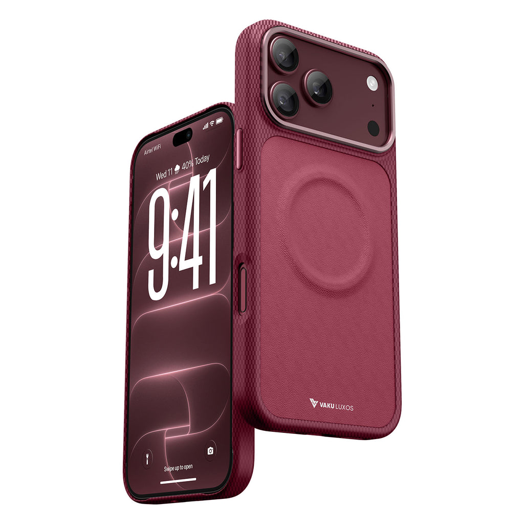 Vaku Luxos ® Apple iPhone 18 Pro CORSA MagPro Carbon Weave Leather Case