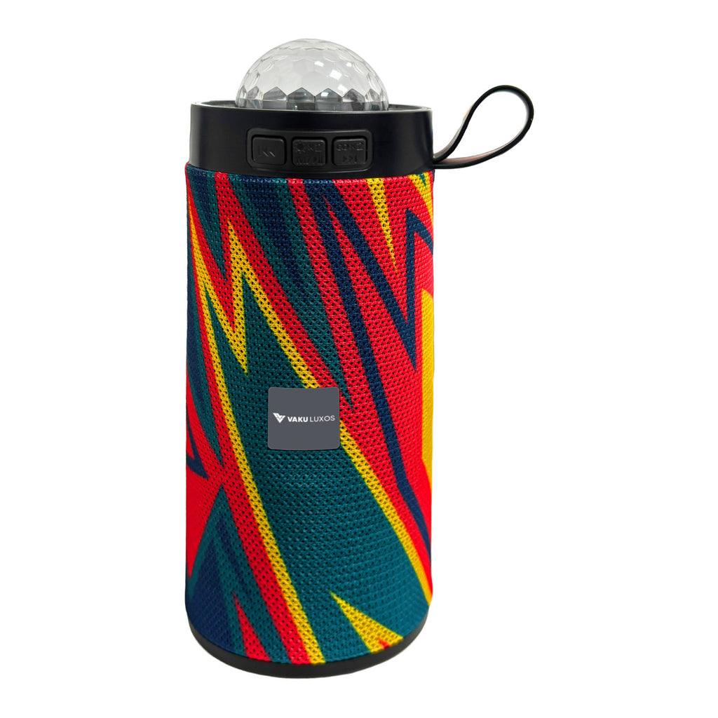 Vaku Luxos ® Groovio 15W Portable Bluetooth Party Speaker Vibrant Multicolor Pattern With LED Disco Light Dome