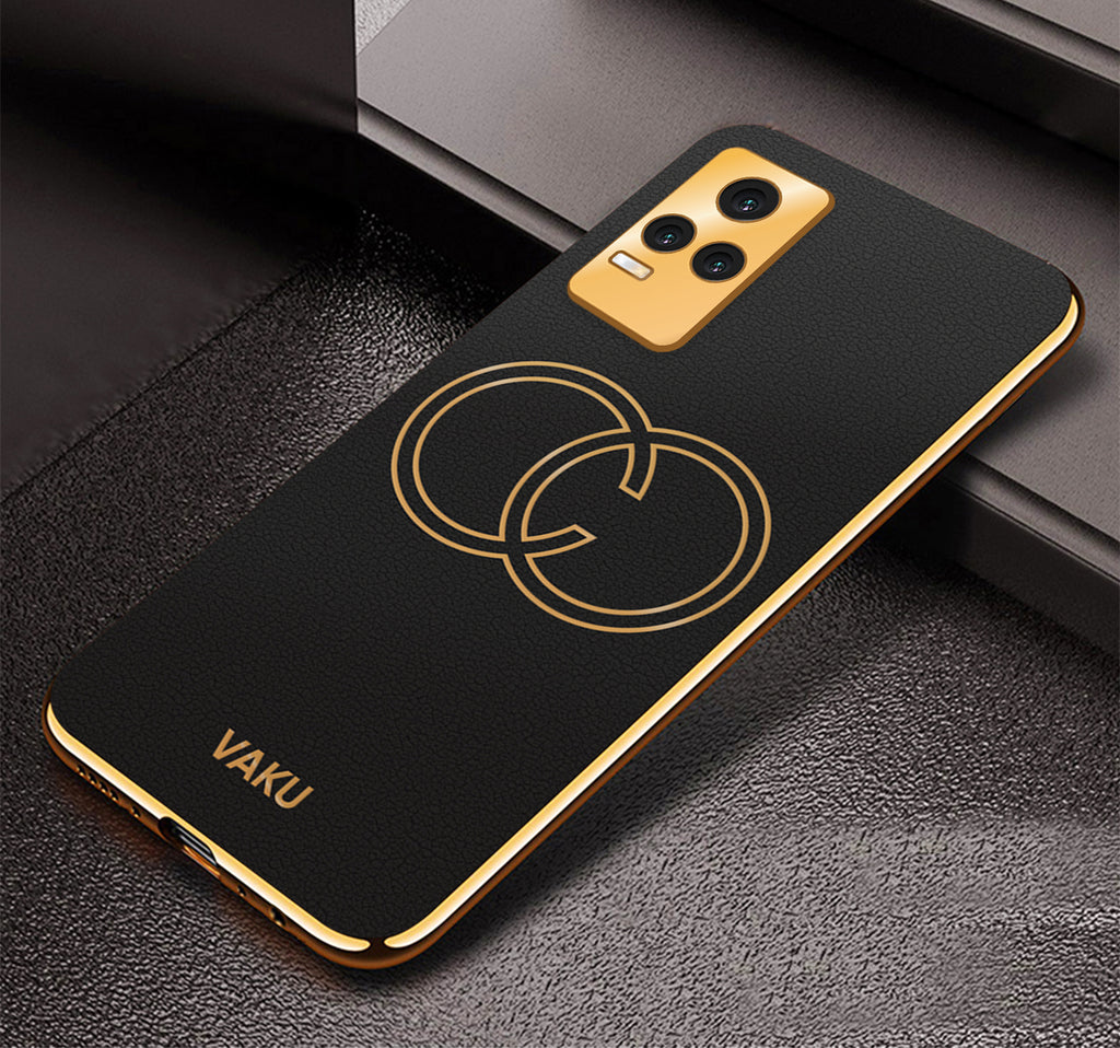 Vaku® Vivo Y73 4G Skylar Leather Pattern Gold Electroplated Soft TPU Back Cover