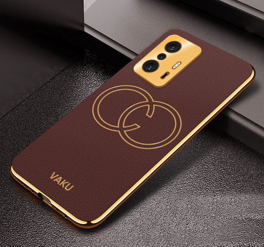Vaku® Xiaomi 11T Pro  5G Skylar Leather Pattern Gold Electroplated Soft TPU Back Cover