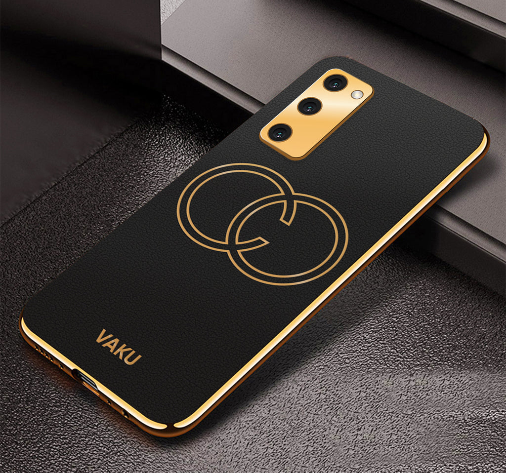 Vaku® Samsung Galaxy S20 FE Skylar Leather Pattern Gold Electroplated Soft TPU Back Cover