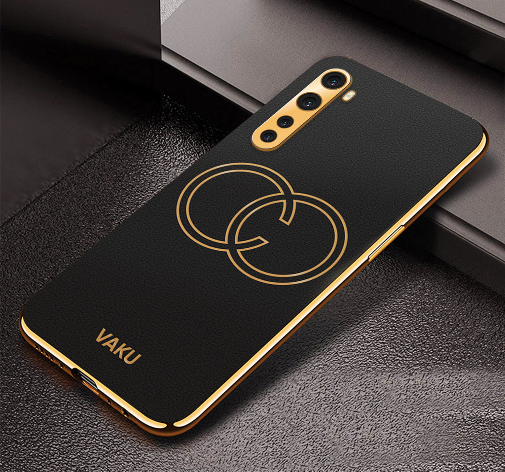 Vaku® Oneplus Nord 4G Skylar Leather Pattern Gold Electroplated Soft TPU Back Cover