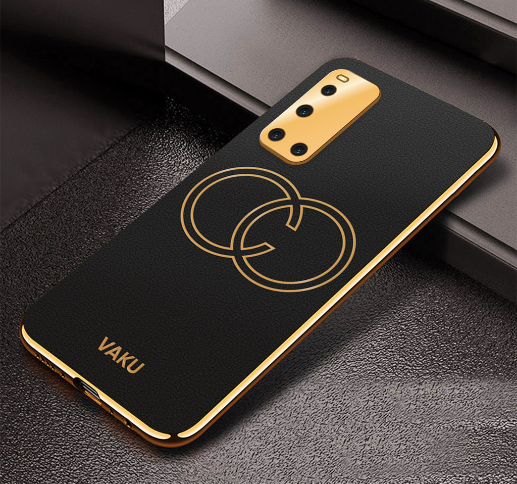 Vaku® Vivo V19 Skylar Leather Pattern Gold Electroplated Soft TPU Back Cover