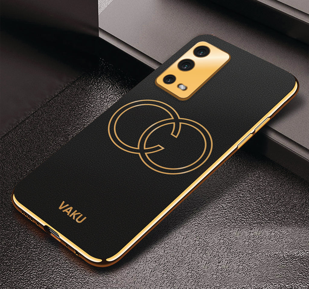 Vaku® Oppo A55 Skylar Leather Pattern Gold Electroplated Soft TPU Back Cover