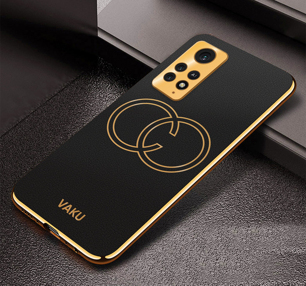 Vaku® Xiaomi Redmi Note 11 Pro 4G Skylar Leather Pattern Gold Electroplated Soft TPU Back Cover