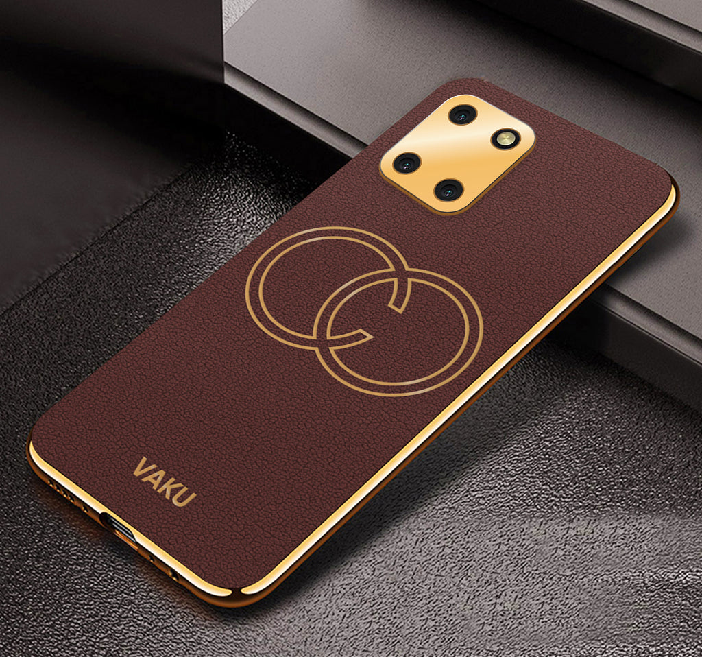 Vaku® Samsung Galaxy Note 10 Lite Skylar Leather Pattern Gold Electroplated Soft TPU Back Cover