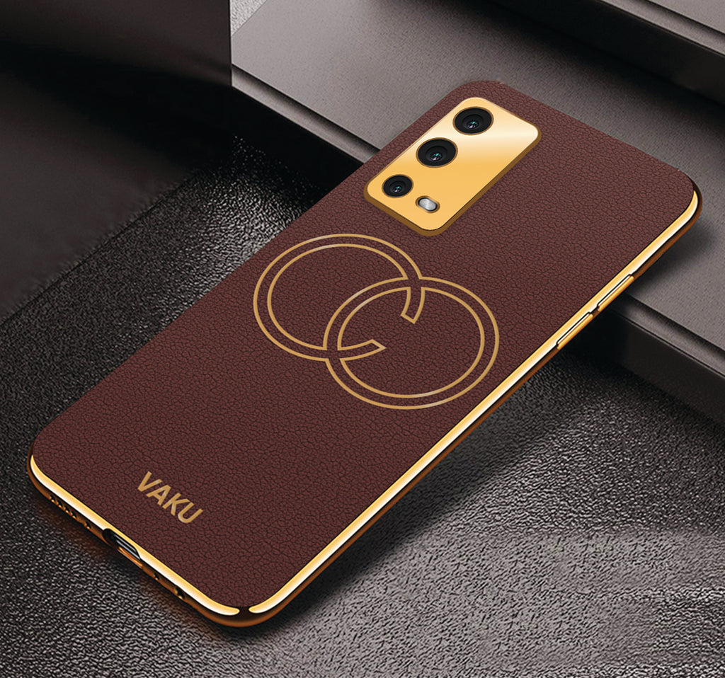 Vaku® Oppo A55 Skylar Leather Pattern Gold Electroplated Soft TPU Back Cover