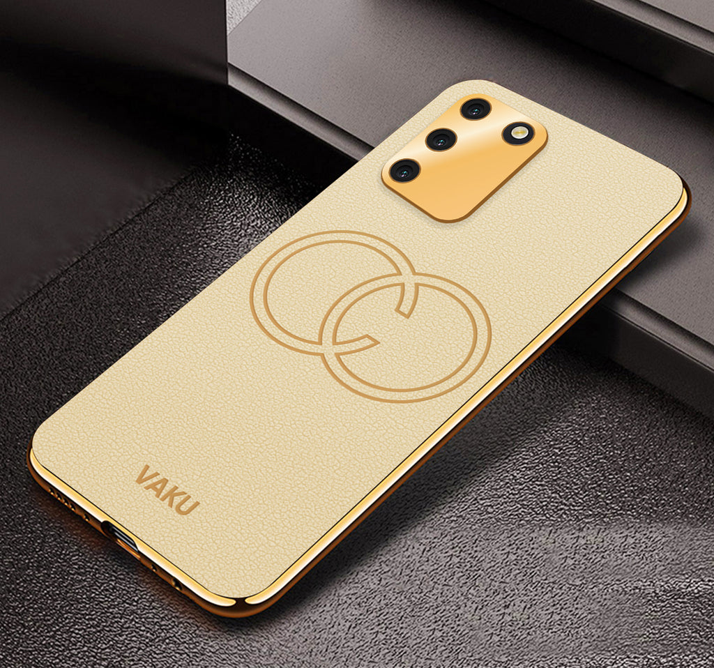 Vaku® Samsung Galaxy S10 Lite Skylar Leather Pattern Gold Electroplated Soft TPU Back Cover